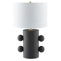 Hudson&Canal Jurrah 20" Tall Ceramic Table Lamp with Fabric Shade - Matte Black/White-Modern design for your living room, workspace, or bed side table