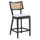 Modway Caledonia Wood Counter Stools - Black White - Set of 2-Foot Pins for Floor Protection