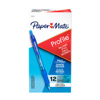 Paper Mate Profile Ballpoint Pens Retractable – 1.4 mm – Blue – 12 Pack-Unique ink system delivers extra-smooth, vivid ink colour