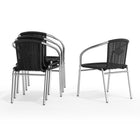 Flash Furniture Rattan Indoor-Outdoor Restaurant Stack Chair, Black, 4 Pack (4-TLH-020-BK-GG)-Black Rattan Back and Seat