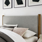 Modway Maven Queen Size Fabric Upholstered Platform Bed - Wheat Walnut-Upholstered Headboard and Footboard