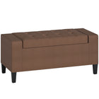 HOMCOM Storage Bench with Ottoman - Brown-Classic appearance storage ottoman could match with most styles of house;