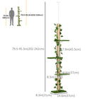 PawHut 4-Tier Floor-To-Ceiling Cat Tree with 80 - 95" Adjustable Height-Made with particle board for stability 