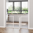 PawHut 29"-58" Wide Pet Gate with Door Dog Barrier Indoor for Stairs-Adjustable width, suitable for different sizes
