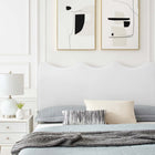 Modway Current Performance Velvet Full Platform Bed with Gold Metal Legs - White-Reinforced Center Beam and Support Legs