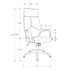 Monarch Specialties 7270 High-Back Executive Office Chair - White/Grey Fabric-10