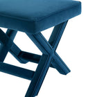 Manhattan Comfort Abigail 20.47" Mid-Century Modern Velvet Upholstered Ottoman Bench - Blue-Stylish X-Crossed Legs