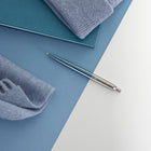 Parker Jotter Ballpoint Pen Waterloo Blue - Medium Point - Blue Ink-Signature retractable design opens and closes with a satisfying click
