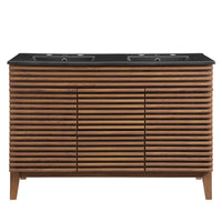 Modway Render 48" Double Sink Bathroom Vanity - Walnut/Black-Mid-Century Modern Vanity