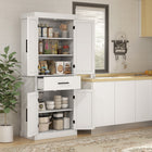 HOMCOM 72" H Tall Kitchen Pantry Cabinet with Barn Doors and Drawer - White-Two 3-level adjustable shelves offer personalized organization 