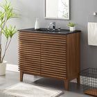 Modway Render 36" Bathroom Vanity - Walnut/Black-Tapered Wood Legs