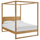 Modway Alva Queen Wood Canopy Platform Bed - Oak-Adjustable Levelers for Stability