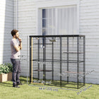 PawHut 62"H Outdoor Welded Wire Catio with Waterproof Cover - Black-Waterproof and UV-resistant cover protects cats from elements 