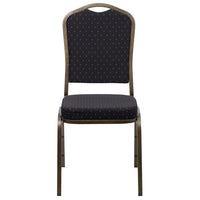 Flash Furniture HERCULES Series Crown Back Stacking Banquet Chair in Black Patterned Fabric - Gold Vein Frame-Multipurpose Banquet Chair