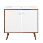 Modway Transmit 36" Bathroom Vanity - Walnut/White-Chrome Hardware