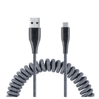 LOGiiX Piston Connect Coil USB-A to USB-C - Grey-Extendable 1.8m (~5.9ft) coil cable for charging USB Type-C devices
