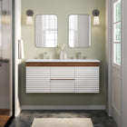 Modway Render 48" Wall-Mount Bathroom Vanity - White/Walnut/White-MDF and Particleboard