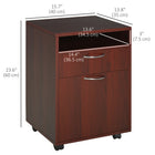 HOMCOM Vertical Filing Cabinet with Drawer Wheels - Espresso-Made of melamine coated particle board material for strength and stability
