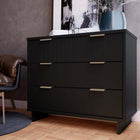 Manhattan Comfort Granville 37.8" Modern Dresser - Black-Includes 3 Full Extension Drawers with Top Drawer Designed in Vertical Textured Ribbed Lines Made from Solid Wood.