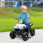 Qaba 12V Battery Powered Quad Kids ATV with Four Wheels Spring Suspension - White-3.1mph (5km/h) speed, safe for children, with forward and backward function 