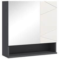 Kleankin Wall Mount Medicine Cabinet with Shelf and Mirror - Light Grey-Use as a toiletry, beauty or medicine cabinet in your bathroom