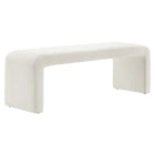 Modway Simba Boucle Fabric Waterfall Long Bench - Ivory-Boucle Fabric Upholstery