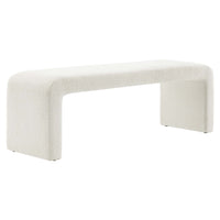 Modway Simba Boucle Fabric Waterfall Long Bench - Ivory-Boucle Fabric Upholstery
