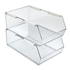 Azar Displays Large Narrow Plastic Storage Bin - Clear - 4 Pack-Stackable structure maximizes vertical storage space