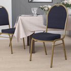 Flash Furniture HERCULES Series Dome Back Stacking Banquet Chair in Navy Patterned Fabric - Gold Frame-Upholstered Seat and Back