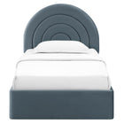 Modway Solana Arched Performance Velvet Twin Platform Bed - Cadet Blue-Platform Bed Frame