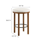 Modway Fable Boucle Fabric Counter Stools - Walnut Ivory - Set of 2-Round Padded Seat