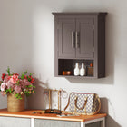 kleankin Bathroom Wall Cabinet with Shelf - Brown-Colour: Brown