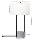 Hudson&Canal Uma 27.75" Tall Table Lamp with Fabric Shade - Blackened Bronze/Concrete/White-Includes a 6 ft. cord with rotary socket switch