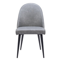 Zuo Silloth Armless Dining Chair - Grey - Set of 2-Plush and durable faux leather fabric