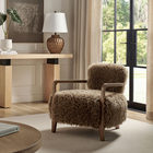 Modway Zinnia Faux Fur Accent Chair - Brown-Rubberwood Arms