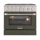 Kucht 36" KNG Series Pro Style Natural Gas Range - Stainless Steel/Olive Green-Cook and bake like a pro with the extra-large convection oven that offers 4.2 cu. ft. of capacity, a 5-rack configuration, and an extra-large viewing window
