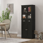 HOMCOM 61" H Kitchen Pantry Cabinet with Shelves and Soft-Close Doors - Black-4-tier shelves give you plenty of space to store dishes, pots, pans, dry goods, or appliances 