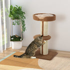 PawHut 36" Cat Tree with Sisal Mat Scratching Post and Cushion Bed - Brown-Made with particle board for a stable tree 