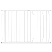 PawHut 30"- 45" Extra Wide Dog Gate with Double Locking System - White-Bottom lock block for added stability