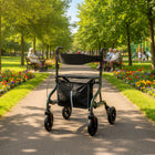 HOMCOM Foldable Rollator Walker with Seat - Green-Comes with a storage bag for carrying personal items conveniently 
