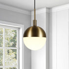 Hudson&Canal Orb 10" Wide Large Pendant with Glass Shade - Brass/White Milk-Clean with a soft, dry cloth and no harsh chemicals or abrasive cleaning materials