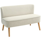 HOMCOM 46" Loveseat Sofa with Wood Legs - Cream White-Soft corduroy fabric resists wrinkles and deformation
