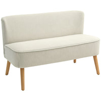 HOMCOM 46" Loveseat Sofa with Wood Legs - Cream White-Soft corduroy fabric resists wrinkles and deformation