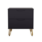 Manhattan Comfort Avira 20" Mid-Century Modern 2-Drawer Nightstand - Black-Clean, modern nightstand with a smooth laminate finish for a warm, natural look