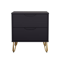 Manhattan Comfort Avira 20" Mid-Century Modern 2-Drawer Nightstand - Black-Clean, modern nightstand with a smooth laminate finish for a warm, natural look