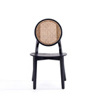 Manhattan Comfort Versailles 18.5" Industry Chic Round Back Dining Chair - Black and Natural Cane - Set of 2-Seat Made from Plywood