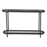 Zuo Aneis Console Table - Black-Tempered Rippled Glass oval shape tabletop