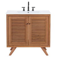 Modway Birdie 36" Bathroom Vanity - Natural/White-Coastal Bathroom Vanity