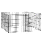 PawHut Foldable Metal Exercise Cage-Black coated playpen provides long lasting protection against outdoor elements