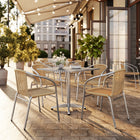 Flash Furniture 31.5'' Square Aluminum Indoor-Outdoor Table with 4 Beige Rattan Chairs (TLH-ALUM-32SQ-020BGECHR4-GG)-Seats 4 people